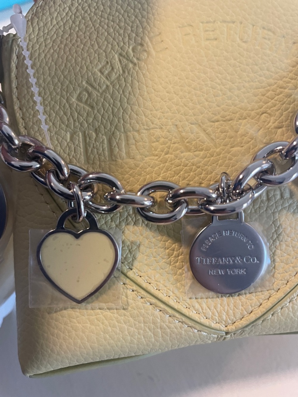 Tiffany & Co. Yellow Heart Leather Mini Bag with Silver Chain & 5 Charms - Picture 9 of 14